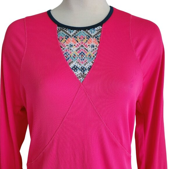 LUCKY IN LOVE Pretty in Ink Collection Ink Print Long Sleeve Tennis Top L 12 - Picture 5 of 16